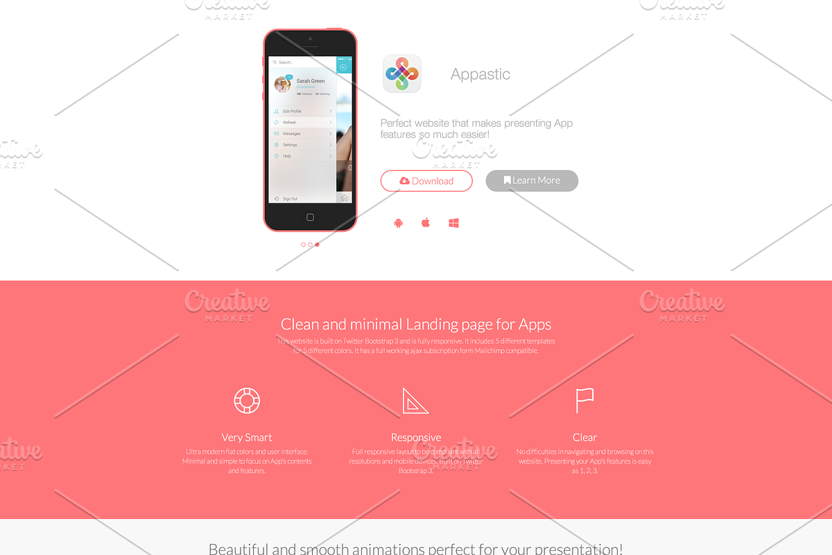 Appastic – Landing Page for Apps, an App Template by IlTuoWebmaster (Photo 3 of 3)