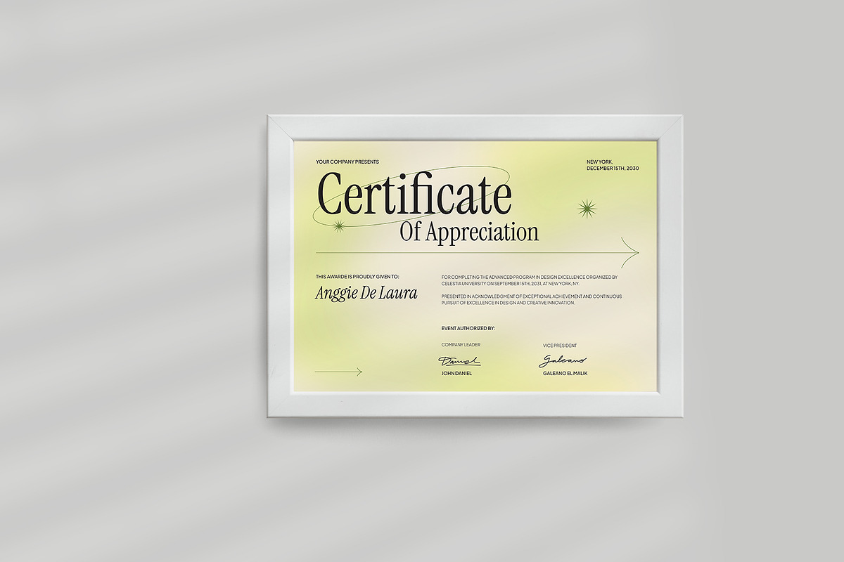 Green Gradient Certificate, a Stationery Template by Neermana (Photo 3 of 4)