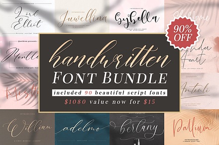 Hand Written Font Bundle 90 in 1