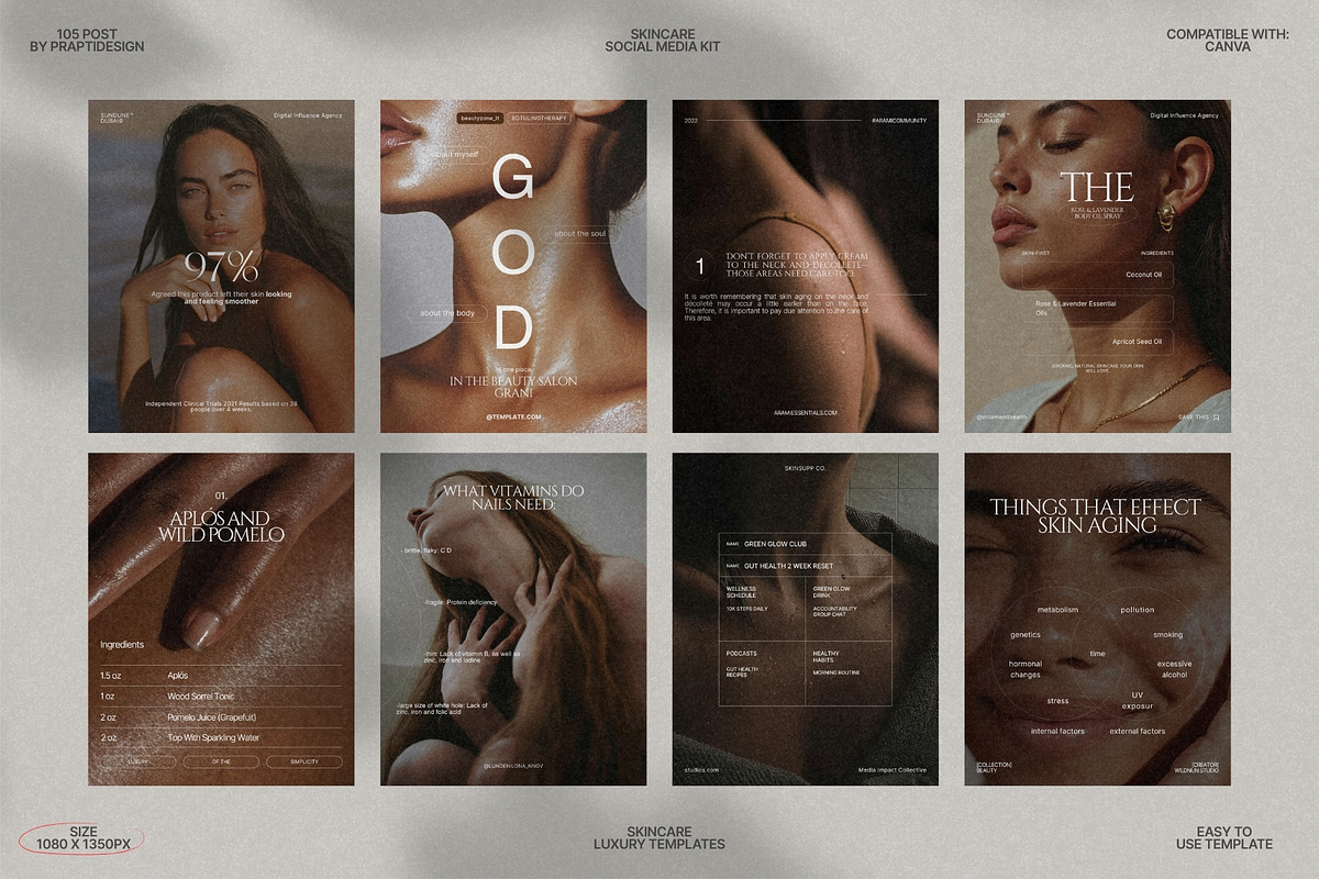 Canva Skincare Post Bundle Pack preview 4