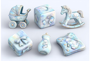 A set of clipart for a newborn baby, a Background Photo by ZinetroN