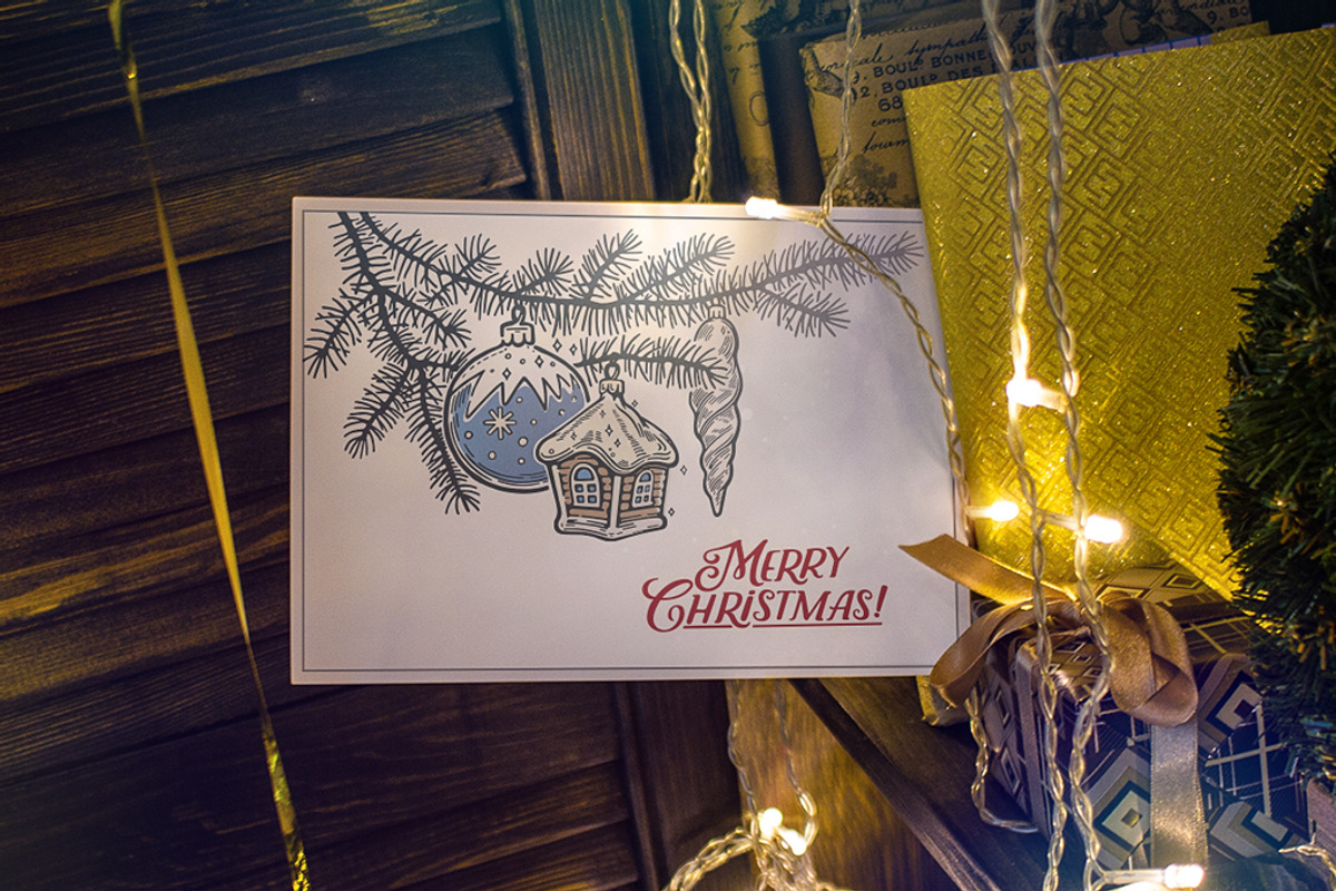 Retro Christmas Tree Branch, a Decorative Illustration by Countryside life (Photo 3 of 5)
