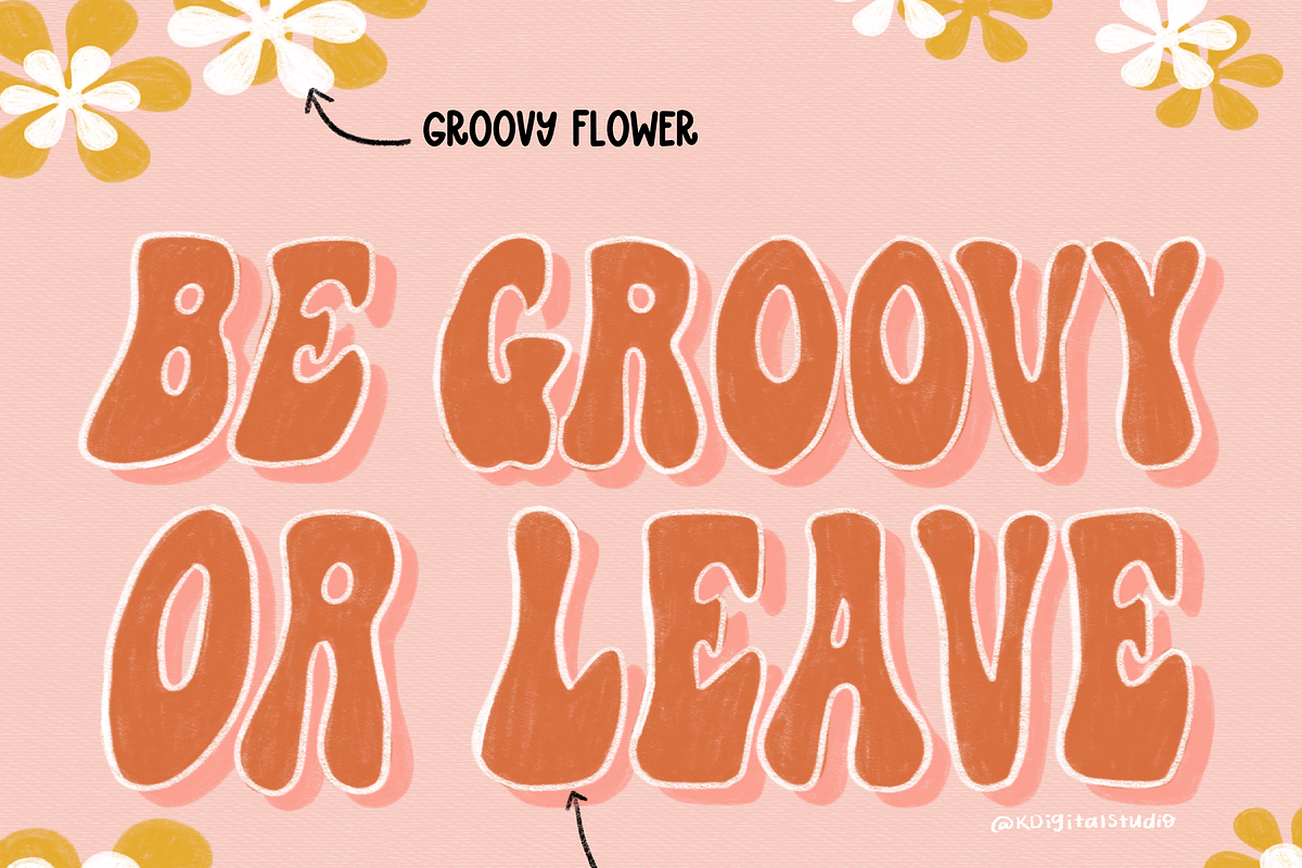 70s Lettering Procreate Brush Set, a Brushes & More by KDigitalStudio (Photo 6 of 7)