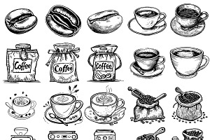 Coffee Line Art Clipart Pack (PNG)