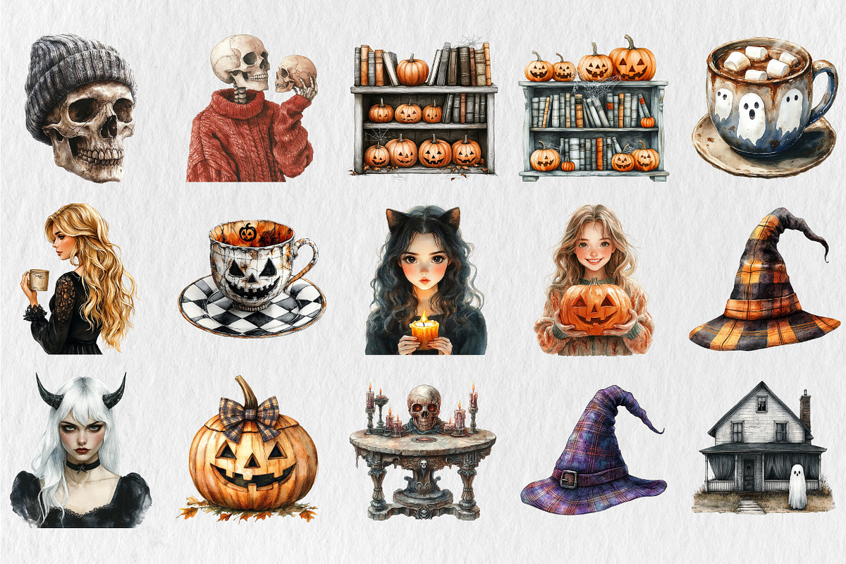 Cozy Halloween Clipart, an Illustration by Rose Art (Photo 2 of 5)