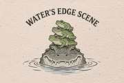 Water's edge scene illustration, an Animal Illustration by Vectorlina (Thumbnail 1 of 4)