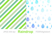 Rain drops digital paper watercolor, a Pattern Graphic by FOXYdigitalart (Thumbnail 1 of 6)