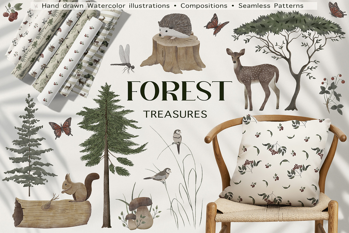 Watercolor Forest Collection, a Decorative Illustration by ApetekMarket (Photo 1 of 14)