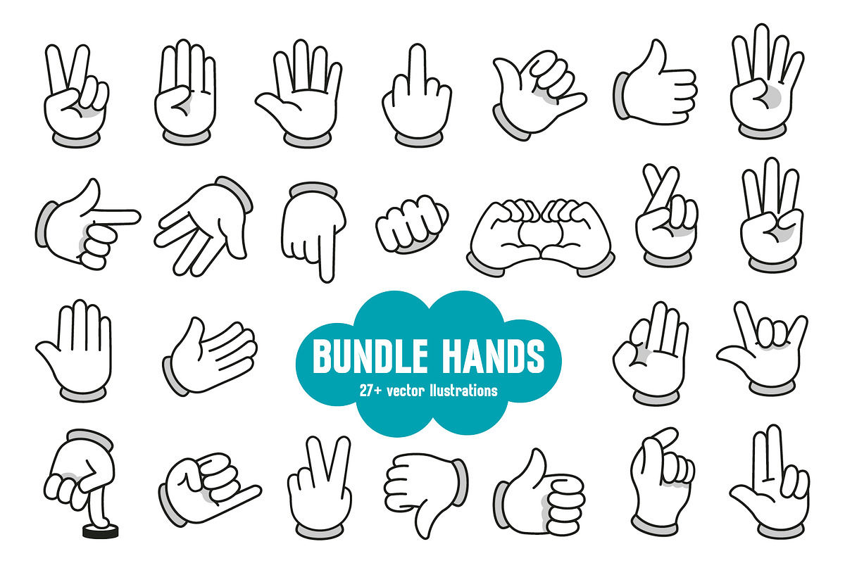 Cartoon Hands, Gestures with Signs, a Person Illustration by Lettering_Logo (Photo 2 of 4)