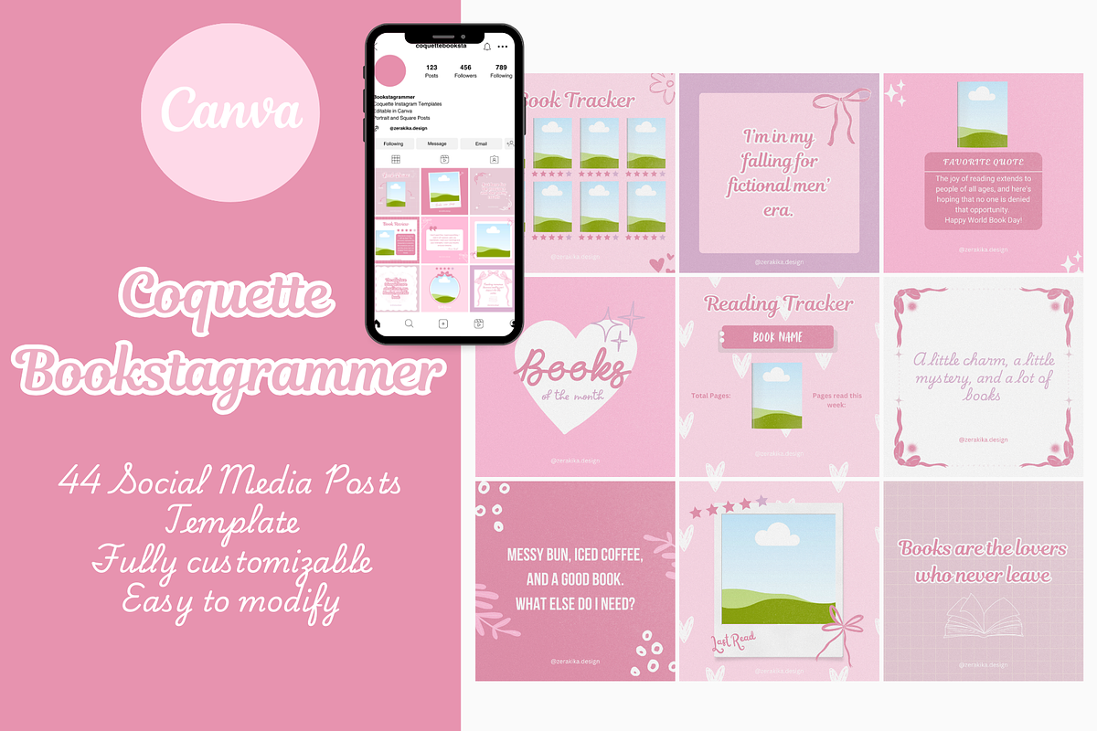Cute Bookstagrammer Canva Templates, a Social Media Template by Kaleidokika (Photo 1 of 4)