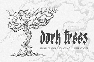 Dark Trees Hand Drawn Engravings