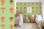 Woodland Mushrooms pattern & clipart, a Seasonal Illustration by Carpet Tapete Pretzel (Thumbnail 8 of 13)