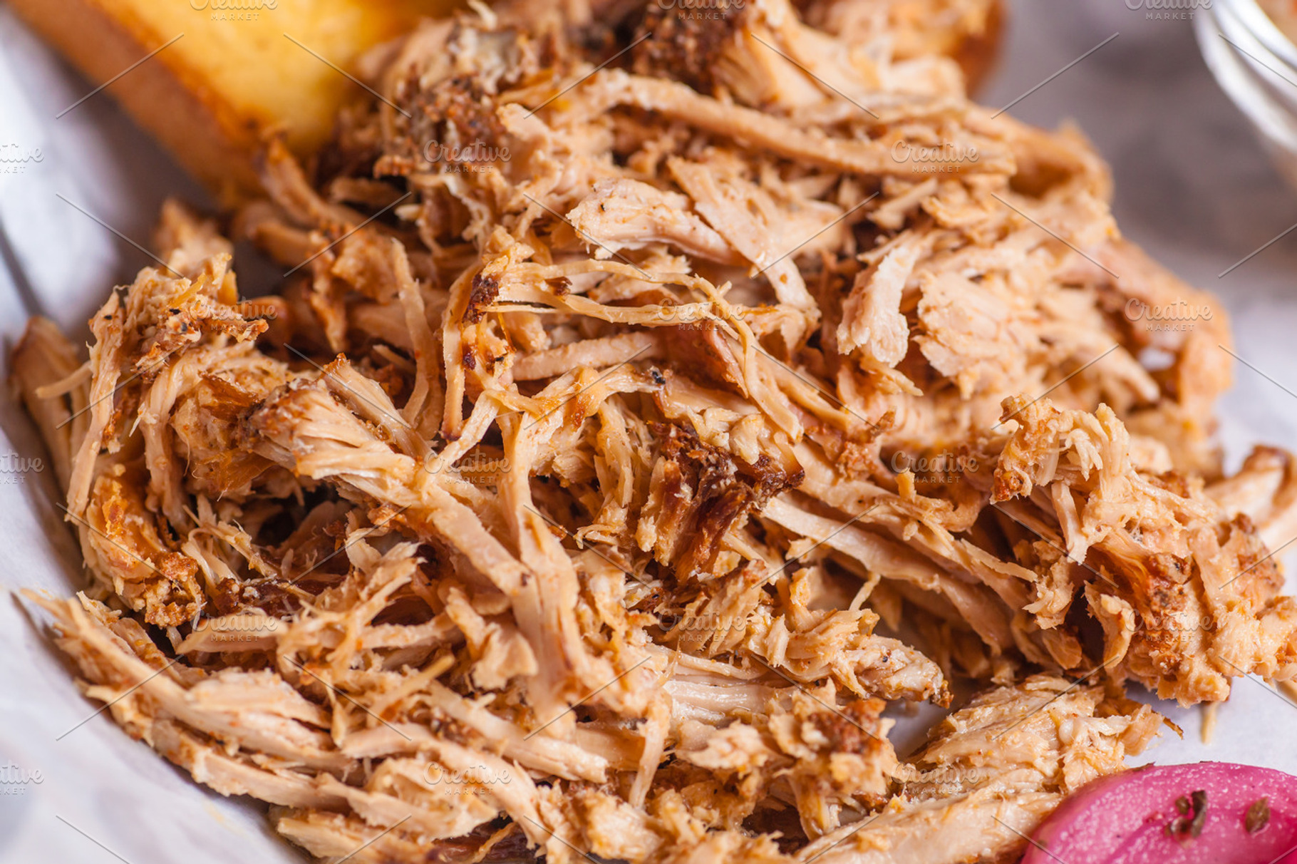 Pulled pork sandwich close up stock photo containing appetite and barbeque, a Food & Drink Photo by Hidden Hallow
