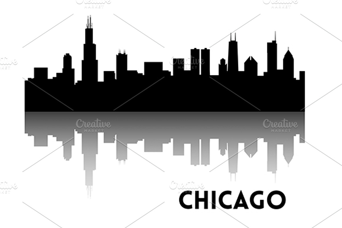 Chicago skyline silhouette, an Illustration by Designifty