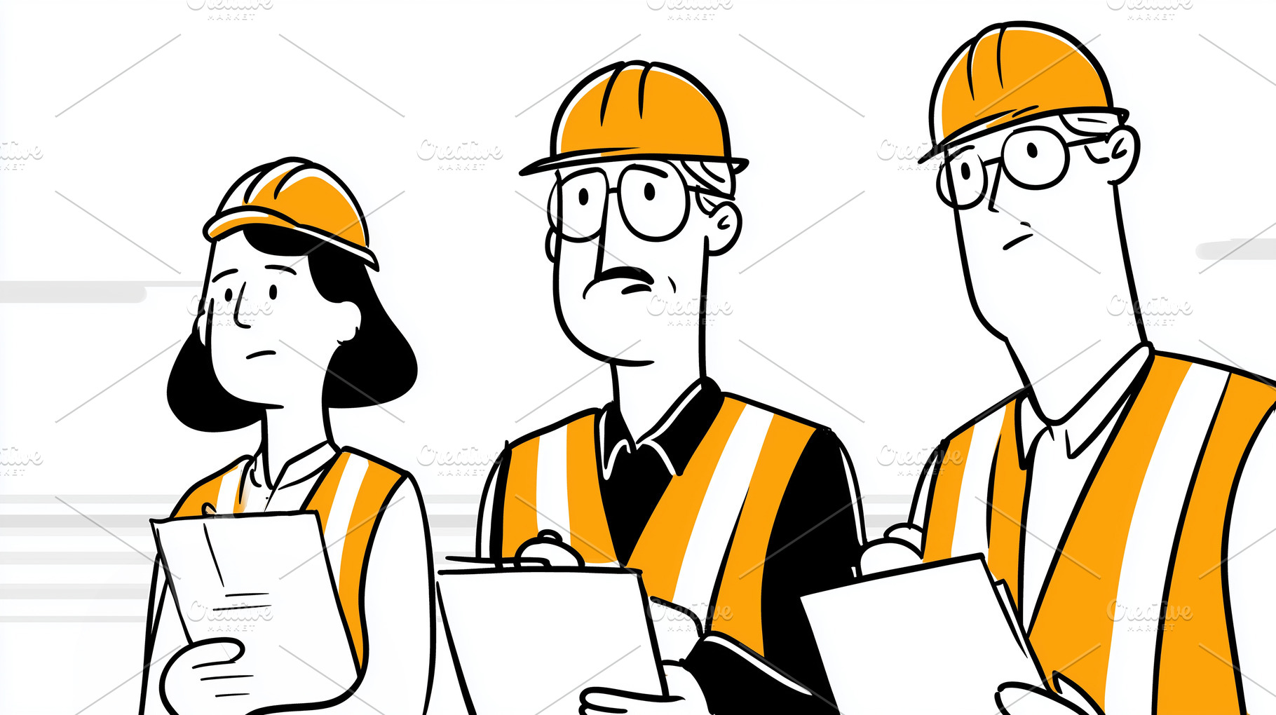 Group of cartoon construction worker, an Industrial Photo by MistyDay