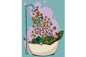 Pop Art Retro General in the bath, an Object Illustration by studiostoks