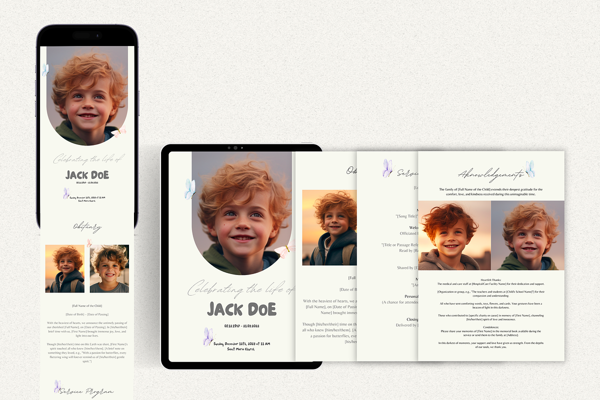 Child Funeral Program Set I Canva, an Invitation Template by The Social Stuff (Photo 7 of 11)