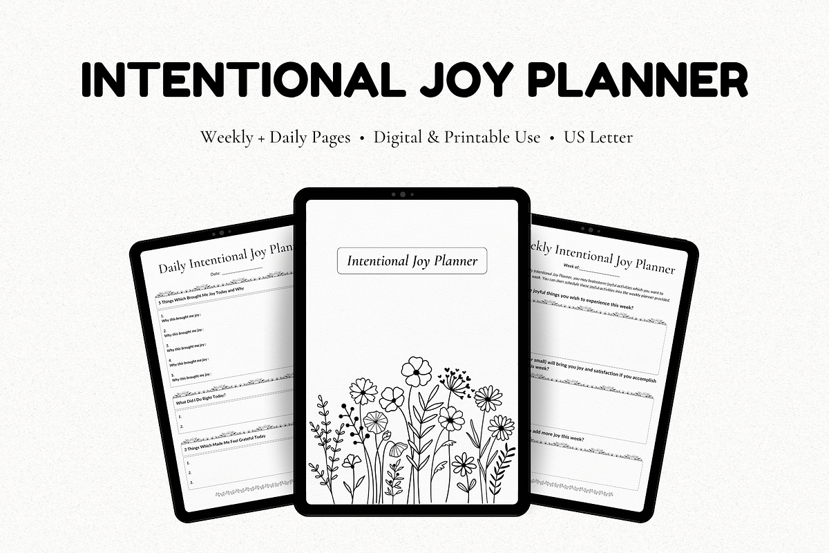 Intentional Joy Journal Planner, a Print Template by The Chaos Project (Photo 1 of 6)