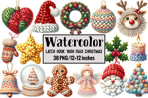 Latch Hook Yarn Faux Christmas, an Illustration by Design Market