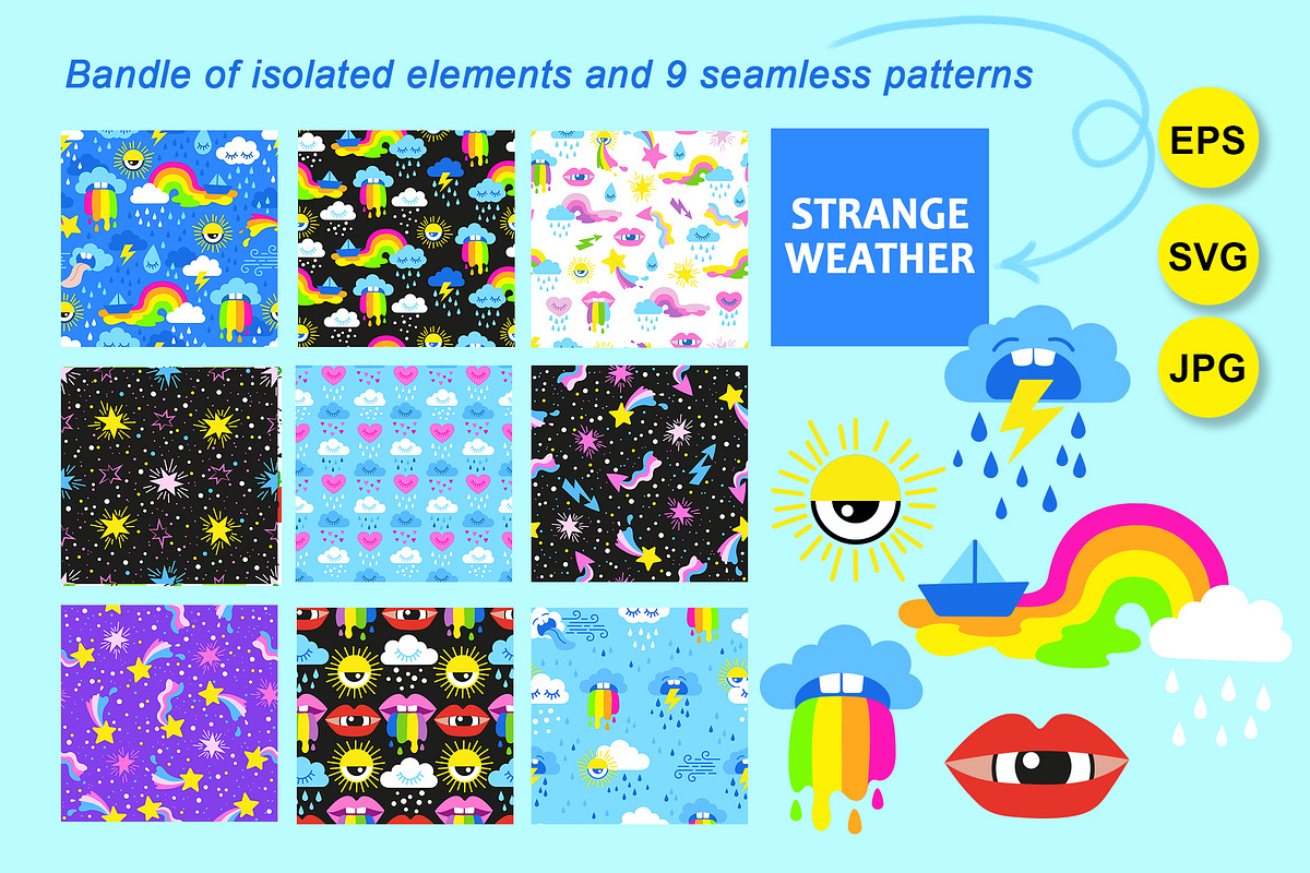 Seamless pattern Strange weather, a Pattern Graphic by Nataliia Toporovska (Photo 1 of 6)