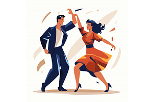 Elegant Man And Woman Dance Swing Or