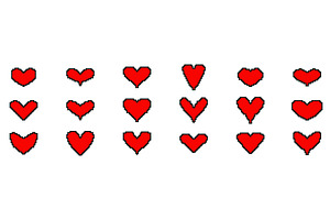 Pixelated Red Heart Icons Set, an Illustration by Gentle Studio