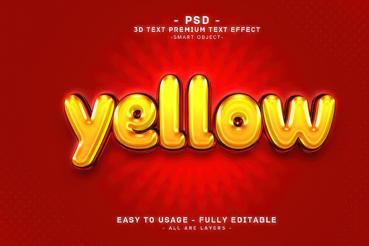 Editable 3D Text Effect Yellow, a Layer Style Add-On by Md Jahidul99 (Photo 2 of 2)