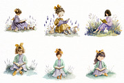 Easter Reading Girl Clipart, an Illustration by Designworld (Thumbnail 2 of 5)