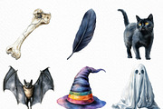 Watercolor Black White Halloween, an Illustration by Craft Nest (Thumbnail 4 of 6)