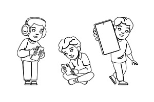 children smartphone kid boy vector, a Person Illustration by pikepicture