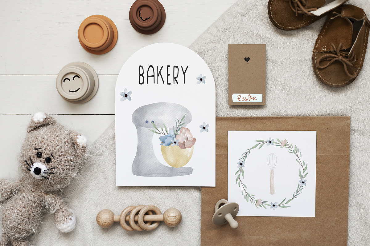 Watercolor blooming bakery clipart, an Illustration by SleptArt (Photo 3 of 3)