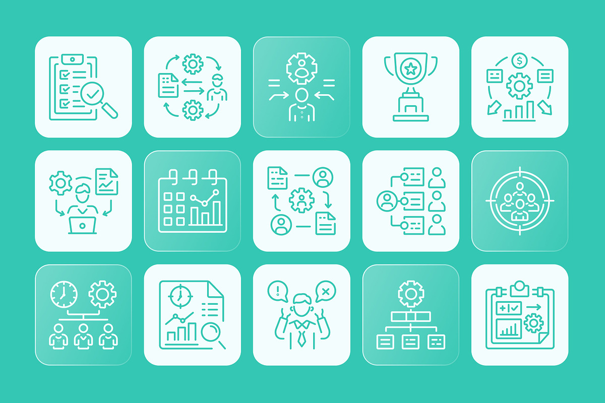 Animated Management Icons Set, an Outline Icon by Prosymbols (Photo 3 of 5)