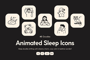 Animated Sleep Doodle Icon Set, an Outline Icon by Vectors Market