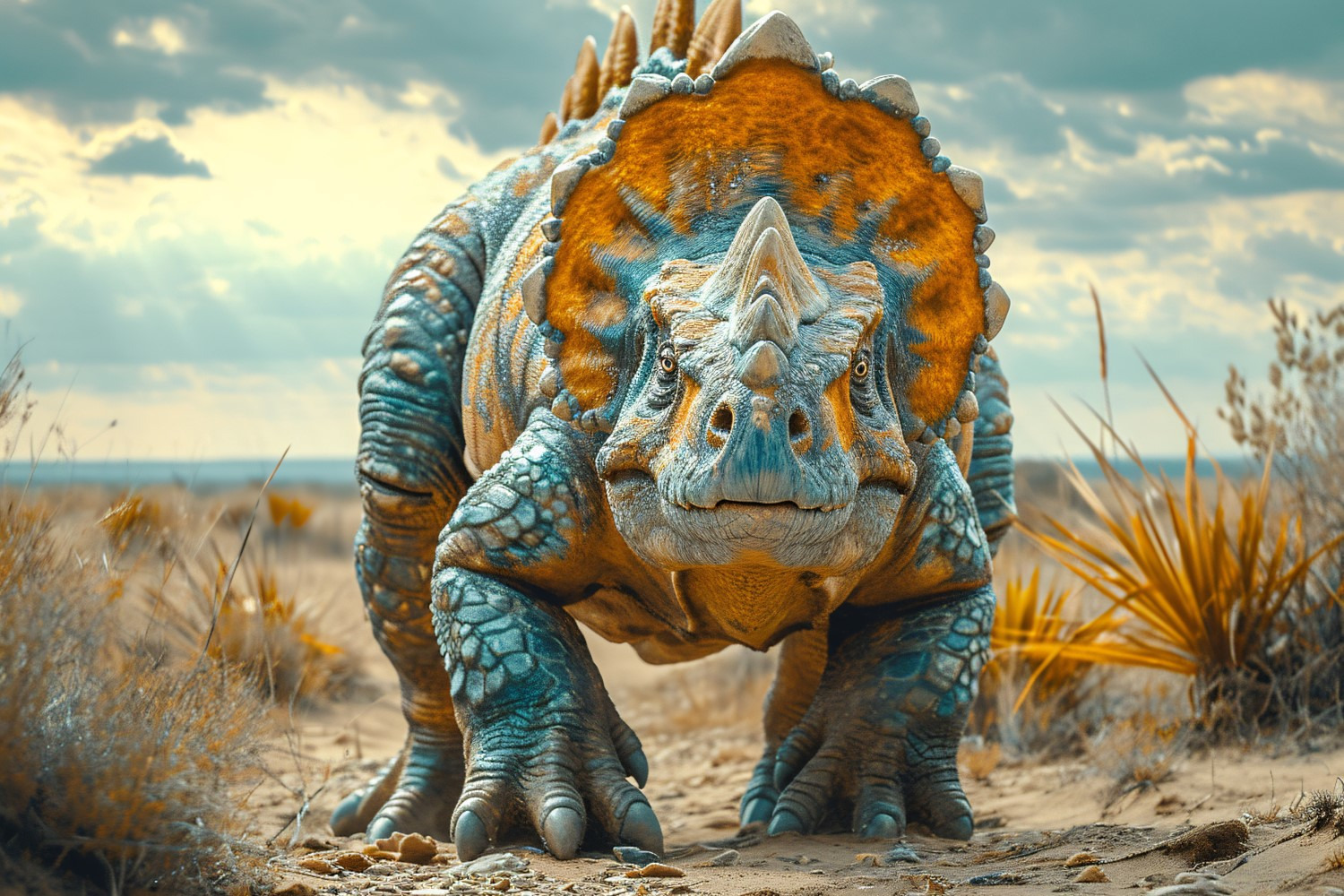 Chasmosaurus Dinosaur realistic, an Animal Illustration by shahsoft