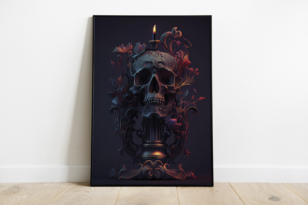 Gothic Skull Candlestick Artwork, a Wallpaper Graphic by DigitalFad (Photo 1 of 3)