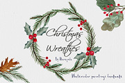 Watercolor Christmas Wreathes, a Decorative Illustration by MaraquelaStudio (Thumbnail 1 of 4)