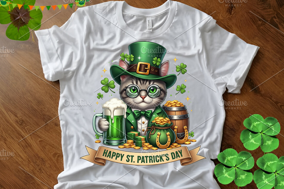 St. Patrick’s Day Cat PNG, an Illustration by Canvas Craft (Photo 4 of 4)