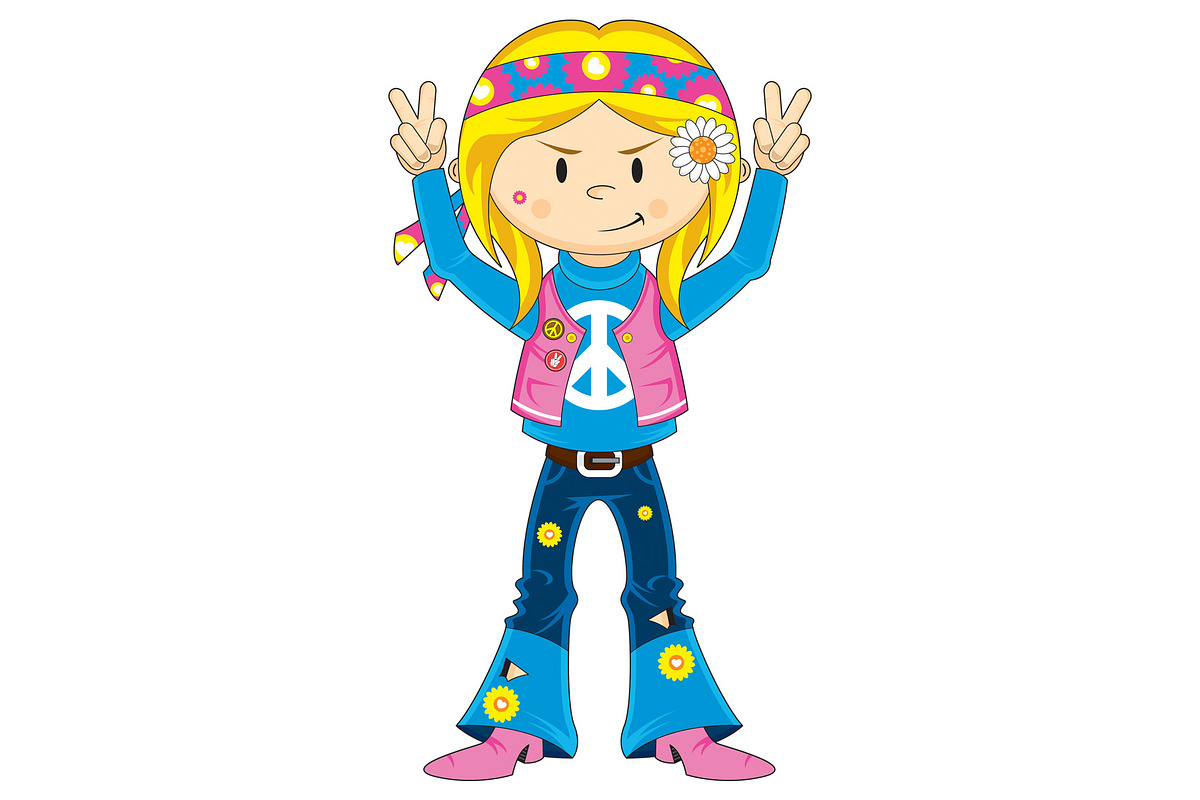 Cute Cartoon Hippie Girl, a Person Illustration by Mark Murphy Creative (Photo 1 of 2)