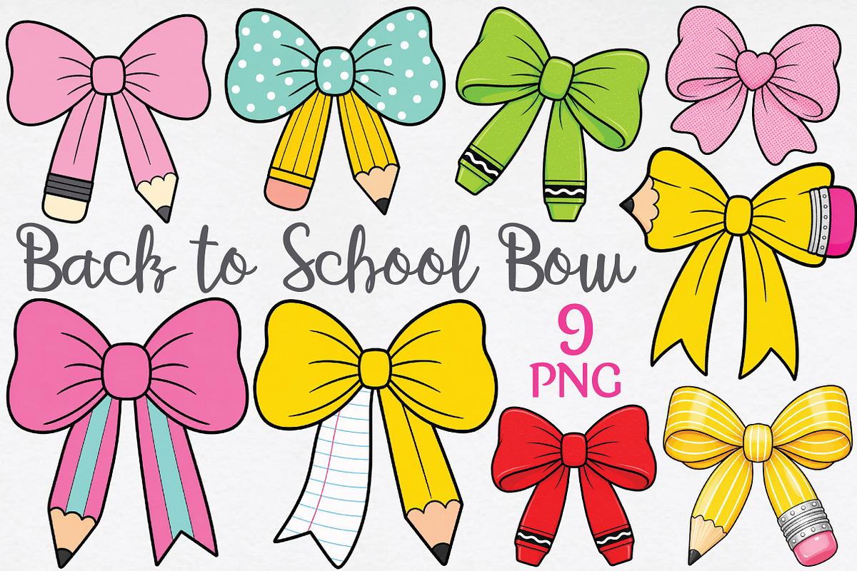 Back to School Bow Clipart, a Seasonal Illustration by Daily.Designs (Photo 1 of 4)