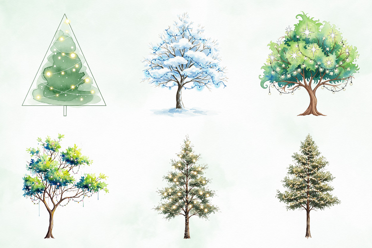Christmas Lights Tree Clipart PNG, an Illustration by Creative Art (Photo 9 of 11)