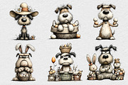 Quirky Easter Grumpy Dog Clipart, an Illustration by DreamCafeArt (Thumbnail 5 of 6)