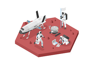 Isometric Space Station. Astronauts