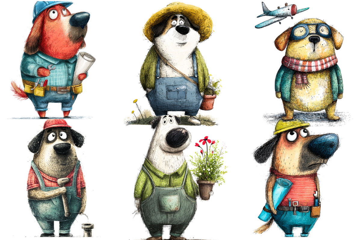 Whimsical Dogs With Big Jobs, an Animal Illustration by PrintHaven Designs (Photo 3 of 10)