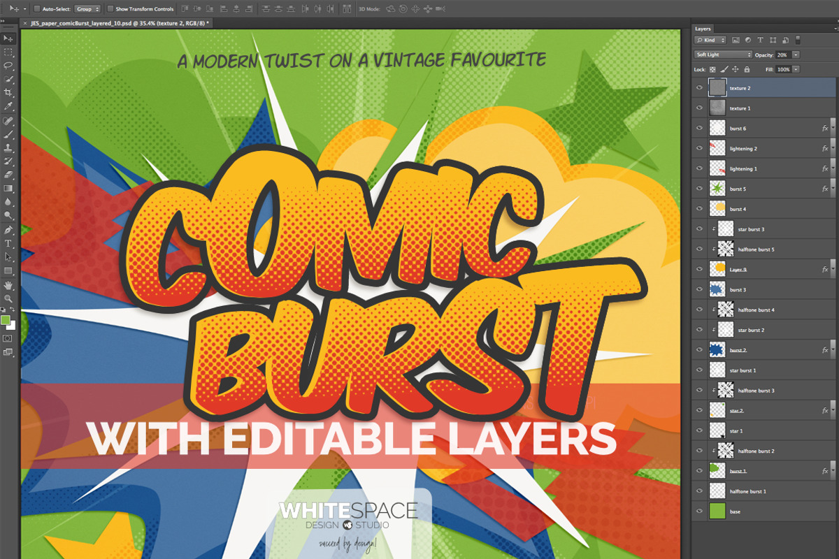 Comic Burst: layered PSD backgrounds, a Templates & Theme by WhiteSpace Design Studio (Photo 5 of 5)