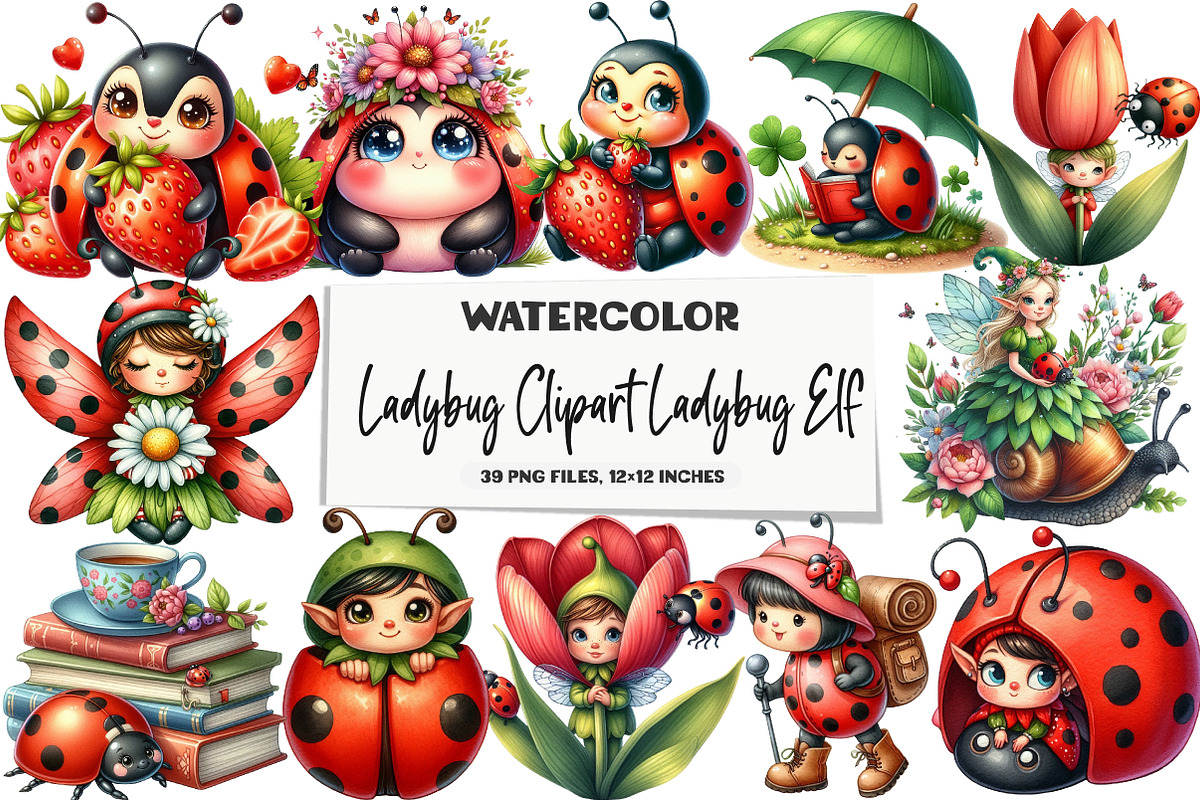 Ladybug Clipart Ladybug Elf Clipart, an Illustration by DreamArtGraphic (Photo 1 of 5)