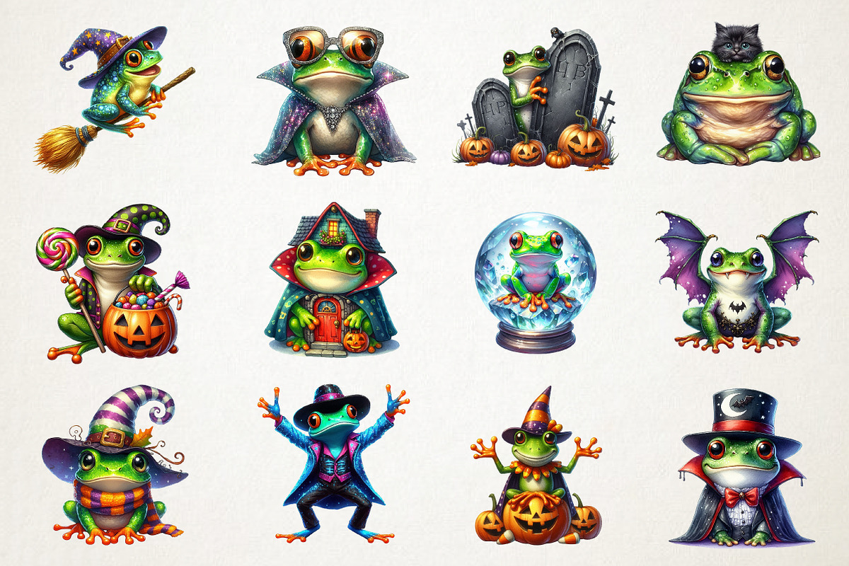 Funky Halloween Frogs Clipart, an Illustration by RobertsArt (Photo 3 of 7)