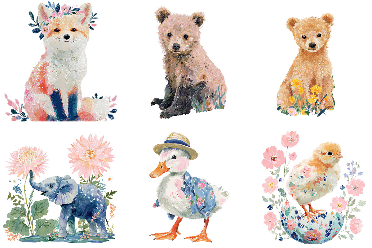 Whimsical Spring Animals Clipart, an Illustration by DreamArtGraphic (Photo 3 of 4)