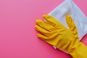 Hands in Yellow Gloves Cleaning with a White Towel, an Abstract Photo by Natalia Klenova's Shop