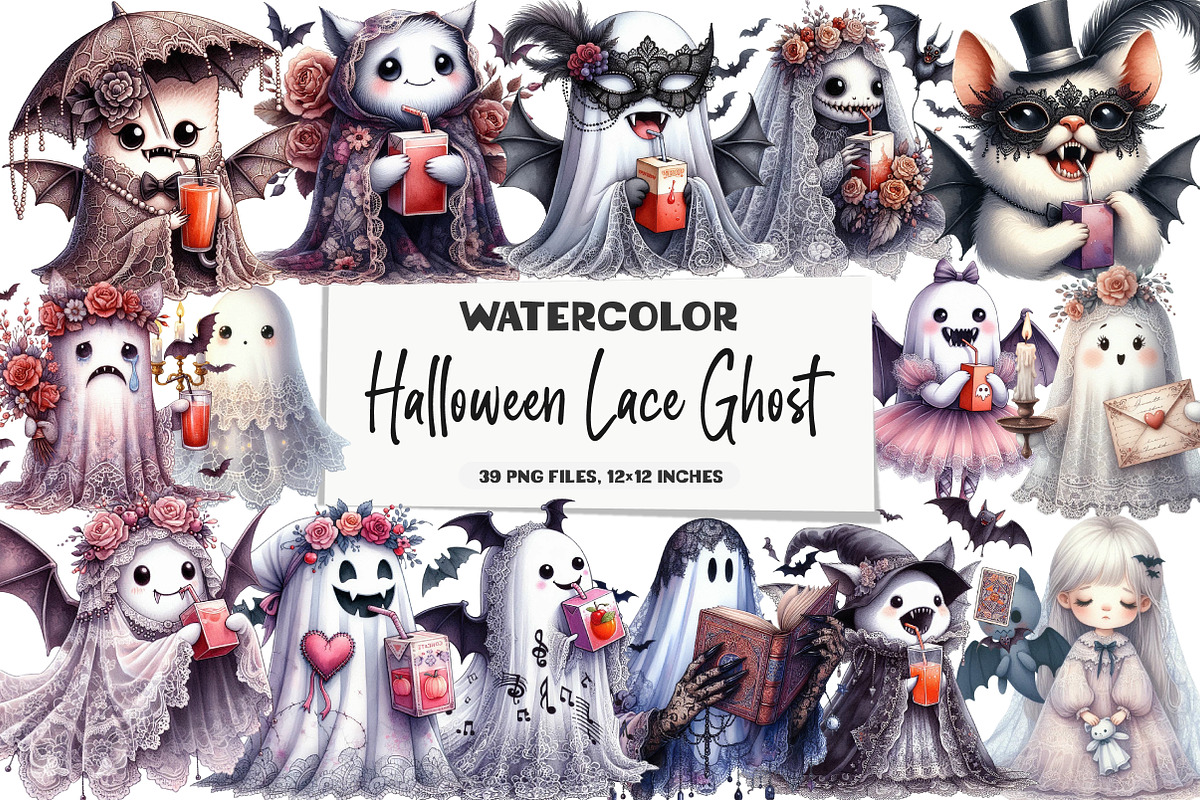 Halloween Lace Ghost Sublimation, an Illustration by DreamArtGraphic (Photo 1 of 6)