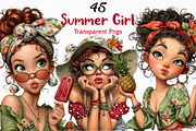 Whimsical Summer Girl Clipart, an Illustration by Craft Nest (Thumbnail 1 of 12)